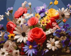 Набір для розпису за номерами Квіткове розмаїття Strateg на кольоровому фоні розміром 40х50 см (MZ015)