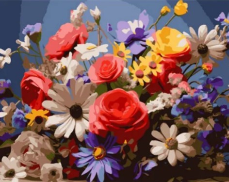 Набір для розпису за номерами Квіткове розмаїття Strateg на кольоровому фоні розміром 40х50 см (MZ015)