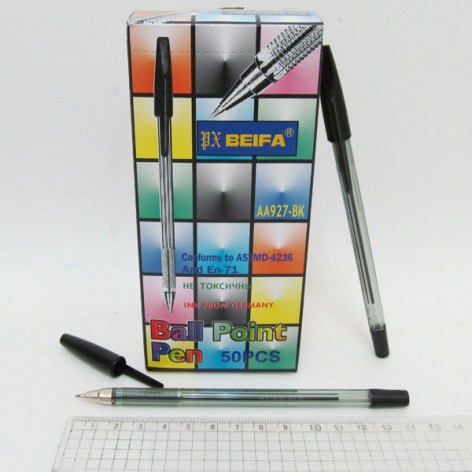 Ручка шариковая BEIFA черная 50шт в упаковке. 927-AA-bl