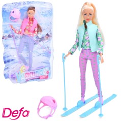 Кукла DEFA лыжница, 29см, шарнирная, 2 вида, на листьях, 22,5-33-6см 