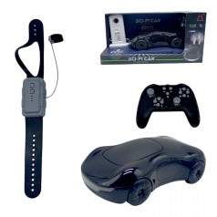 Машина на радіокеруванні парогенерація, музика, звуки, підсвічування, акум. 3.7V, пульт 2.4GHz + сенсорний браслет, зарядна станція, масштаб: 1:16, (ЧОРНА)