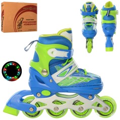 Роликові ковзани дитячі розмір 31-34, алюмінієва рама, колеса ПУ 70мм A4140-S-BL