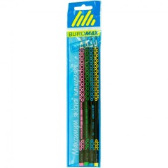 Набір графітових олівців HB, Estilo, асорті, з гумкою, 4 шт.
