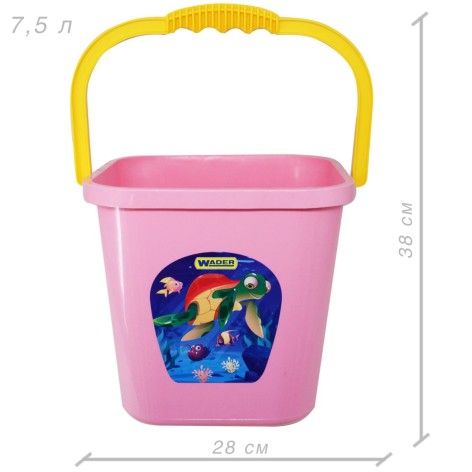 Ведро квадратное супер большое, 7.5 л (розовый)