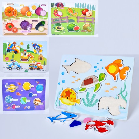 Дерев'яна іграшка Рамка-вкладиш пазли, мікс видів, у п/е, 30-22,5-1,5см 