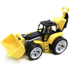 Трактор із двома ковшами, жовтий