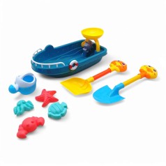 Песочный набор "Кораблик" - мельница, лопатки, лейка, формочки (синий)