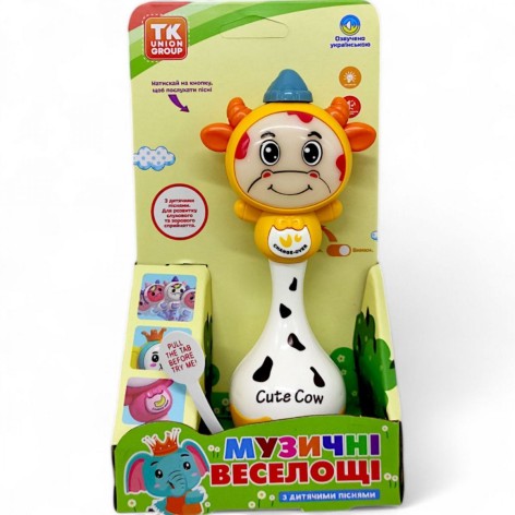 Игрушка погремушка TK Group "Музыкальные развлечения - Корова" с подсветкой и звуками (19.5x10.5x5.5 см)