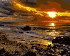 Картина по номерам VA-0309 "Захід сонця біля моря", розміром 40х50 см