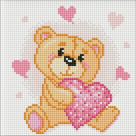 Набор с алмазной мозаикой без подрамника AMC "Маленький мишка" с АВ стразами 20х20см