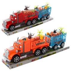 Іграшка трейлер з причепом та тваринками 42 см 6 тварин 2 кольори (48)