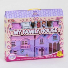 Будиночок іграшковий 2 поверхи, 3 фігурки персонажів, вихованець, меблі, світло, звук, на батарейках, в коробці