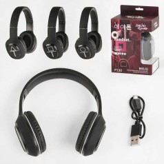 Наушники 3 вида, беспроводные Bluetooth, USB кабель, в коробке