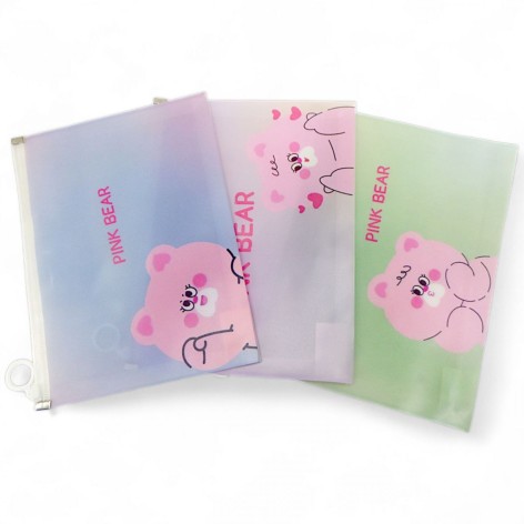 Папка для зошитів А5+ (24*18,5см) на змійці "Розовий ведмедик" 1шт (38827)