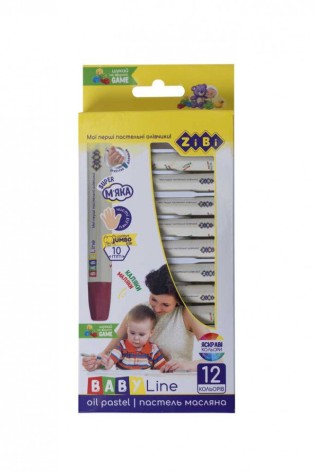 Масляна пастель Zibi "12 кольорів" яскраві кольори безпечна (ZB.6205)