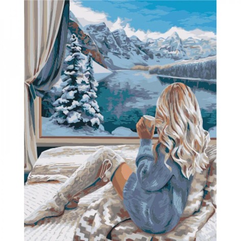 Набір для розпису по номерах Дівчина Strateg розміром 40х50 см (GS1589)