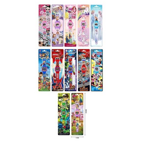 Годинник герої, електронний, на листі, мікс видів 