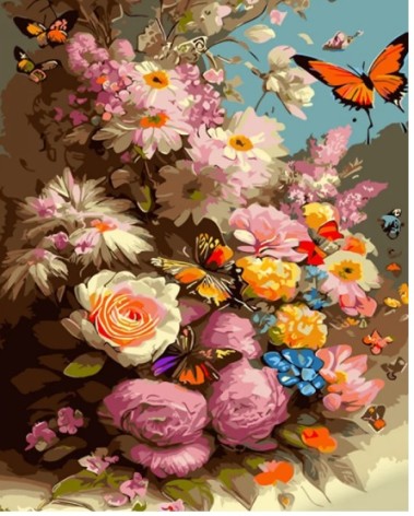 Набір для розпису по номерах Кружляючі метелики Strateg розміром 40х50 см (GS1344)