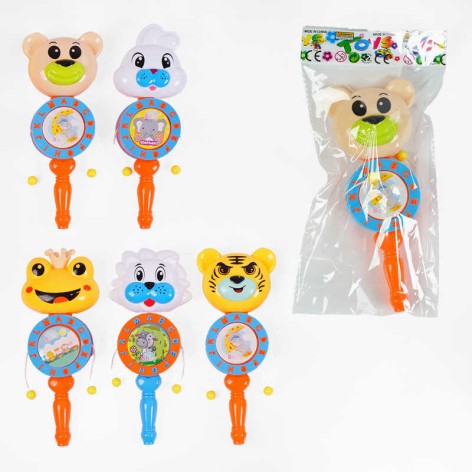 Брязкальце тваринка-калатушка, свисток, висота 20см, у пакеті, мікс видів 