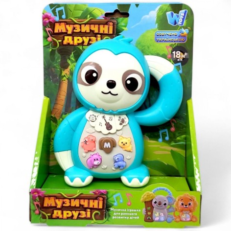 Музична іграшка WToys "Звірятко. Лінивець" бірюзовий (21×16×6 см)