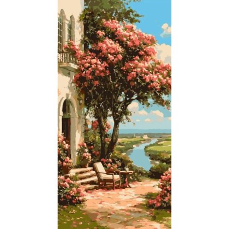 Картина по номерам "Сад возле реки" 40*80 см