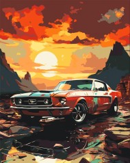 Картина по номерам Авто Мустанг на закате 40*50 см Оригами LW 3314 exclusive
