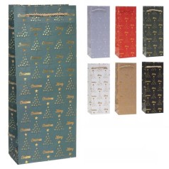 Пакет новорічний паперовий під пляшку 