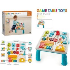 Интерактивный столик N 6017 звуки, мелодии, подсветка, фразы на англ.языке, бизи-борд, замочки, в коробке