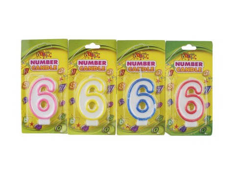 Свічка ЦИФРІ з кольоровим контуром ЦИФРА 6