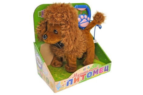 Интерактивная собака на поводке в коробке 23*10*23 см
