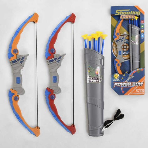 Лук 2 вида, подсветка, подсумок, 6 стрел на присоске, в кор. /48/