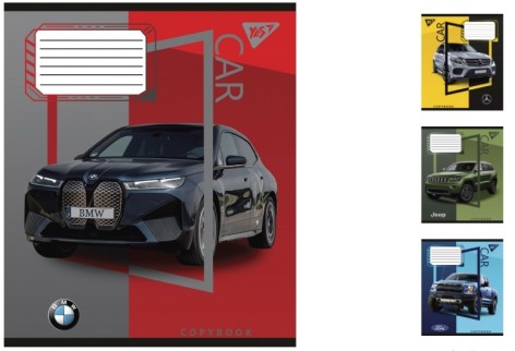 Тетрадь А5/18 в клетку YES Colour car, тетрадь ученическая 25шт. в уп.