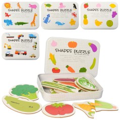 Дерев'яна іграшка Пазли мікс видів, в пеналі (мет.), кул., 17-12-3 см. 