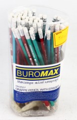 УЦІНКА 50% Олівець графітовий НВ, асорті, металік, з гумкою, туба, 100шт.