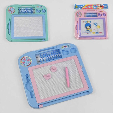 Дощечка для рисования 3 цвета, счетовод, 4 цвета на доске, два магнита, в п/е 