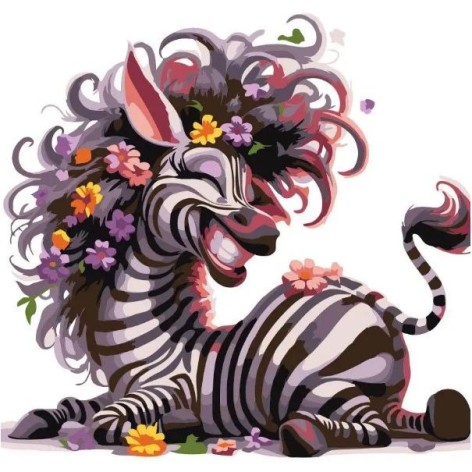 Картина за номерами "Весела зебра" 30х30 см