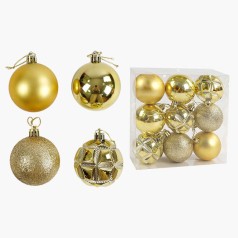 Новорічні прикраси кульки, 9 штук, D = 6 см, у слюді 