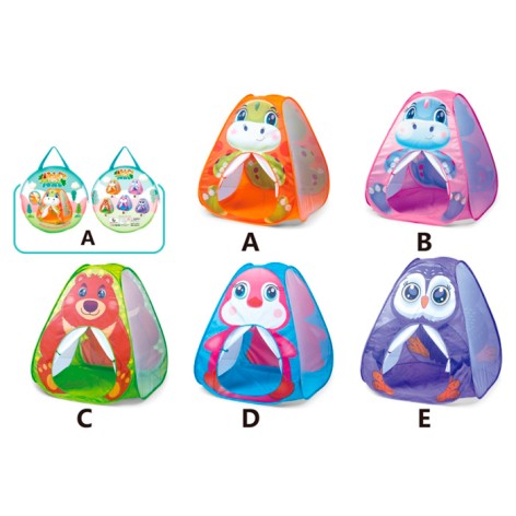 Намет піраміда, 79-79-в90см, вхід на зав'язках, 2 сторони сітки, 5 видів (тварини), у сумці, 31-31-3см /10/