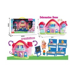 Будиночок героїв розкладається, підсвічується, пісня англійською мовою, рухомі деталі, 6 фігурок героїв, гумова голова, меблі, в кор. /24-2/