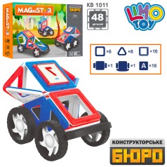 Конструктор магнітний, транспорт, 48 дет., картки (цифри), в кор-ці, 29,5-22-7,5 см. 