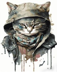 Набор для росписи по номерам Крутая кошка Strateg размером 30х40 см (SS6768)