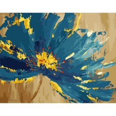 Картина за номерами Синя квітка із золотою обрамкою 40х50 см з лаком та рівнем TM Strateg