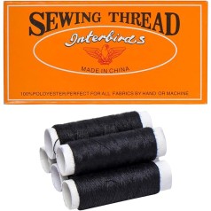 Нитки швейные №40/2 черные, полиэстер X4-102,  в уп 12 шт, цена за 4 уп.