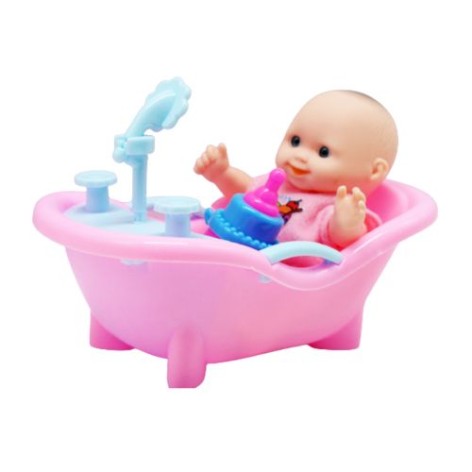 Пупс в ванночке (розовый)