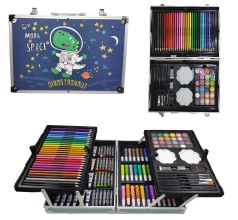 Набір для малюван.145 предметів Дінозавр в алюмінієвій валізі 34,5*23*9см 145-D