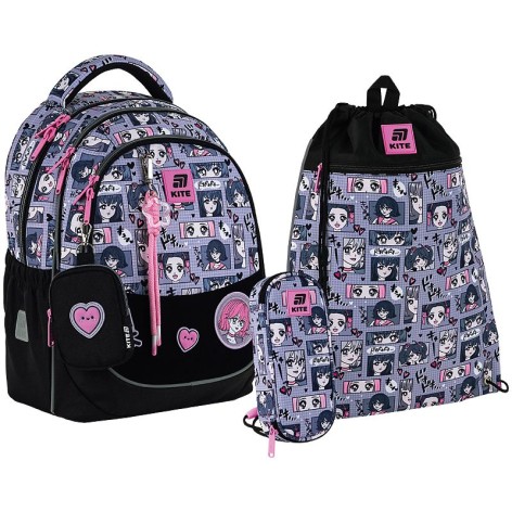Набор рюкзак + пенал + сумка для обуви Kite 700 Anime Girl