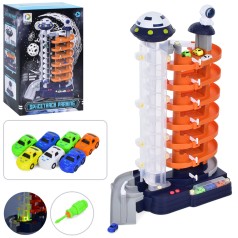 Гараж 7 поверхів, машинка 7шт, звук, світло, на бат-ці, кор-ці, 23-35-12см 