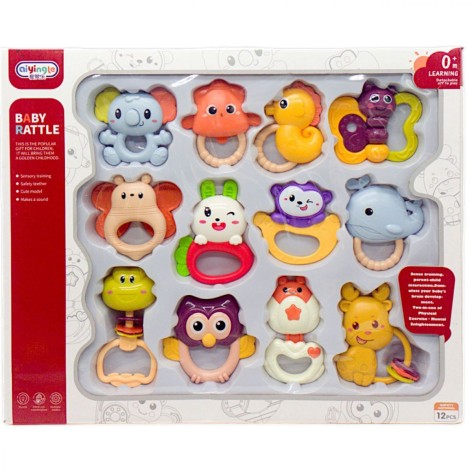 Набор погремушек 12 штук, прорезыватели, в коробке