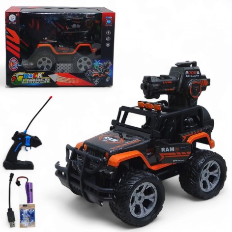 Машинка на радиоуправлении "Джип Rock Climber", стреляет орбизами (оранжевый)