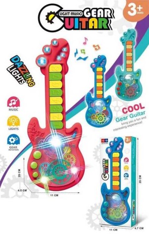 Гитара 3 цвета, звук, подсветка, проектор, шестерни, кор. /96-2/